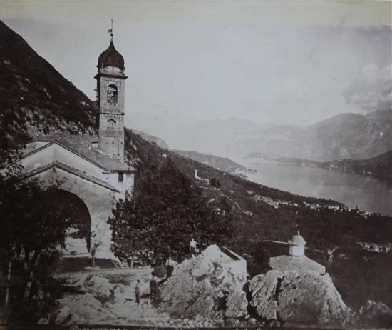 A late 19th century album of black and white photographs of European views and Churches, together
